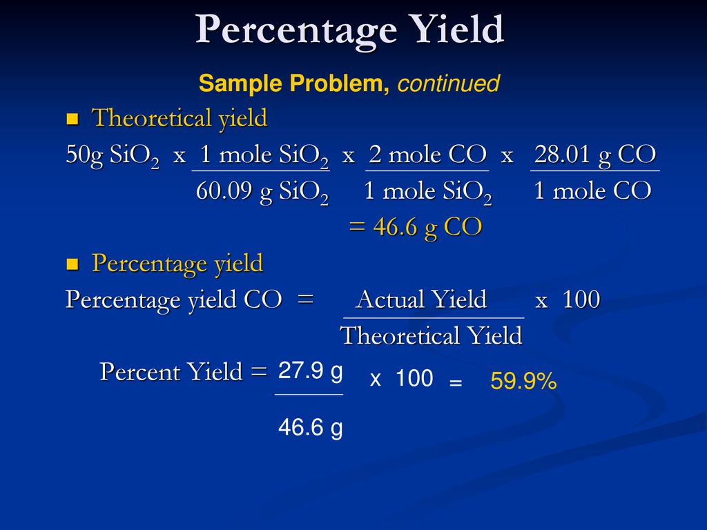 percent yield formula chemistry