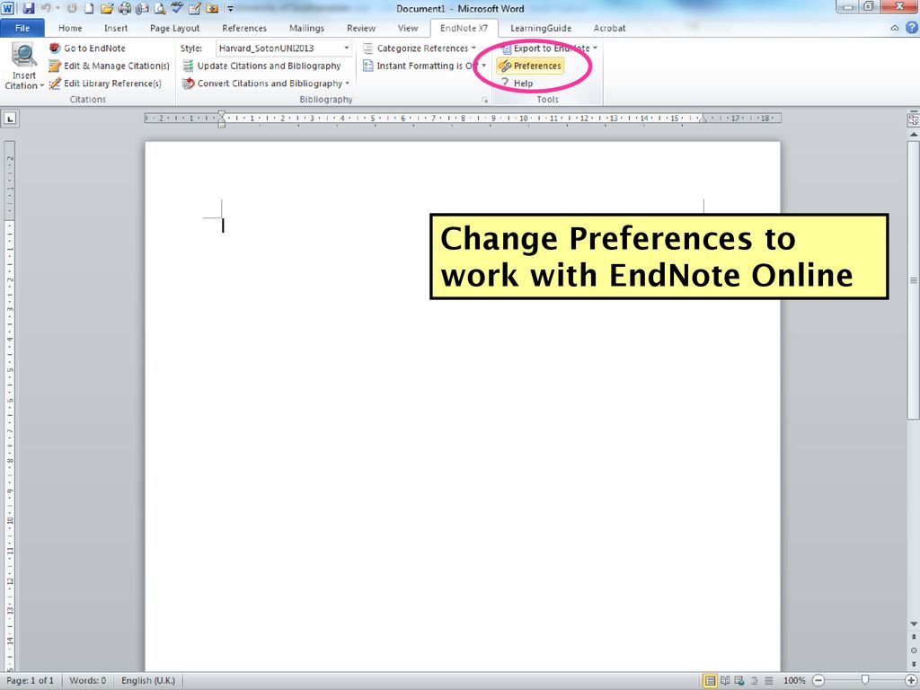 how to chance referencing style in endnote x7
