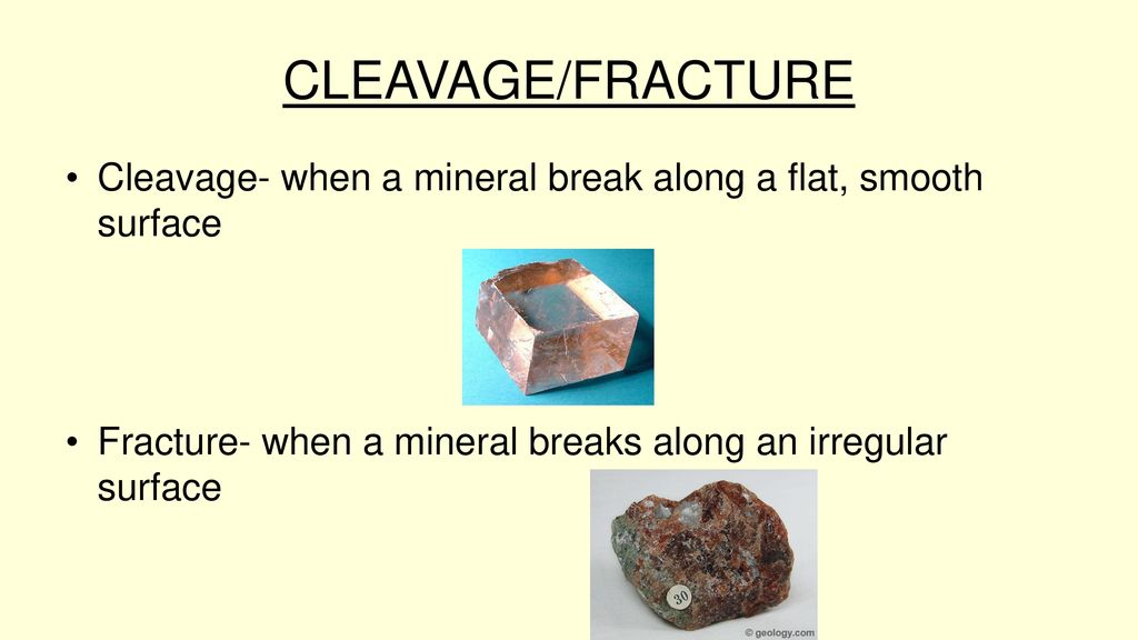 Rocks And Minerals Review Ppt Ppt Download Fracture is the tendency of a mineral to break along curved surfaces without a definite shape. rocks and minerals review ppt ppt