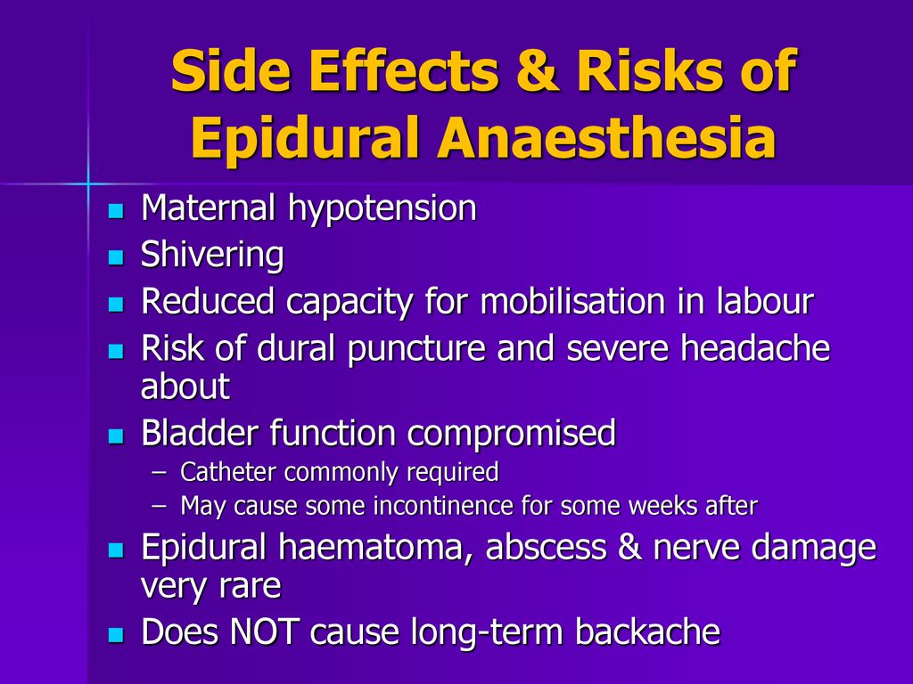 epidural after effects