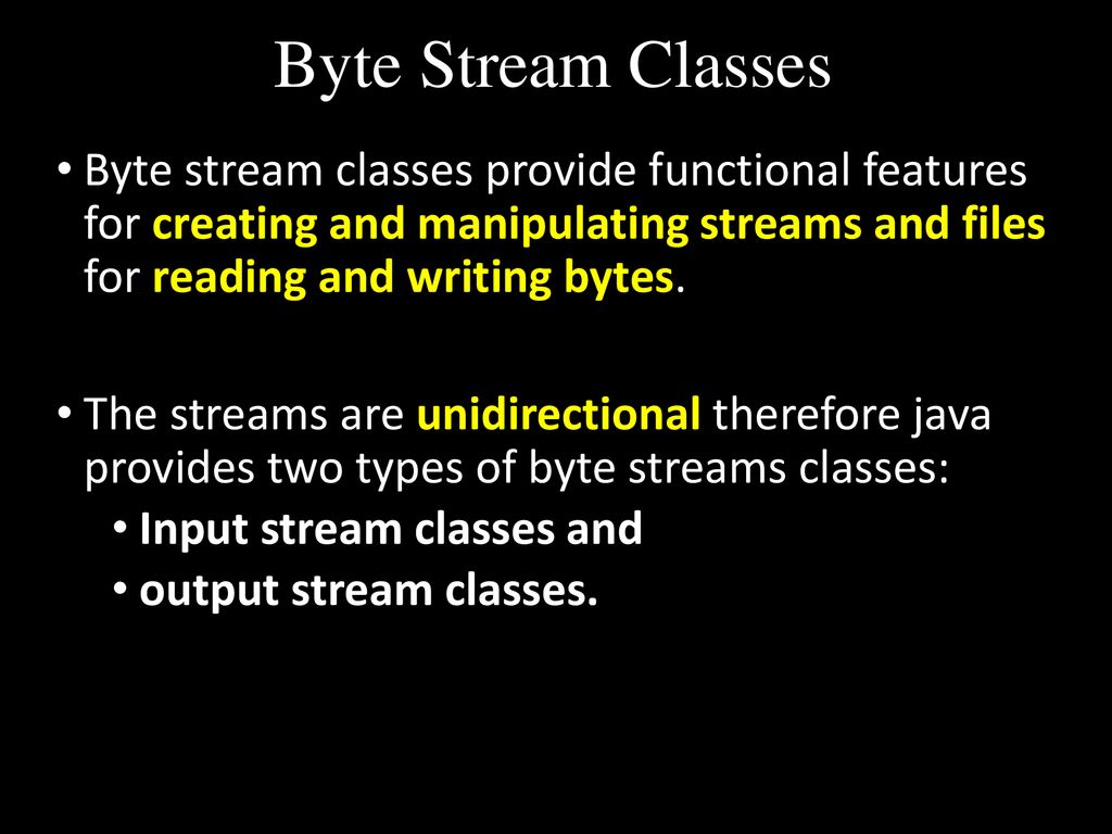 types of stream classes in java
