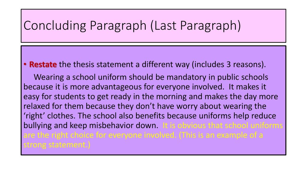 last sentence in an argumentative essay