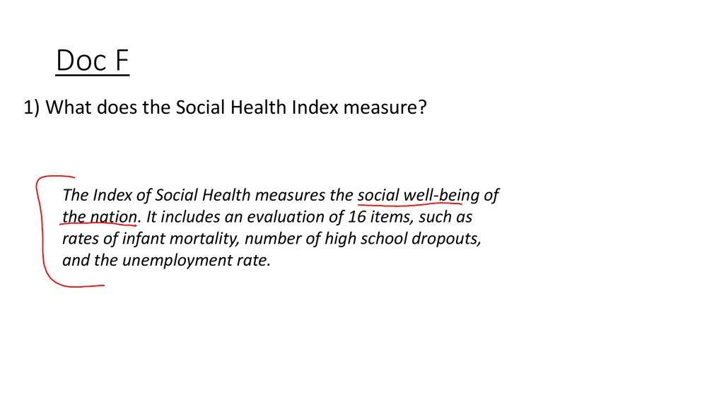 Doc F 1) What does the Social Health Index measure