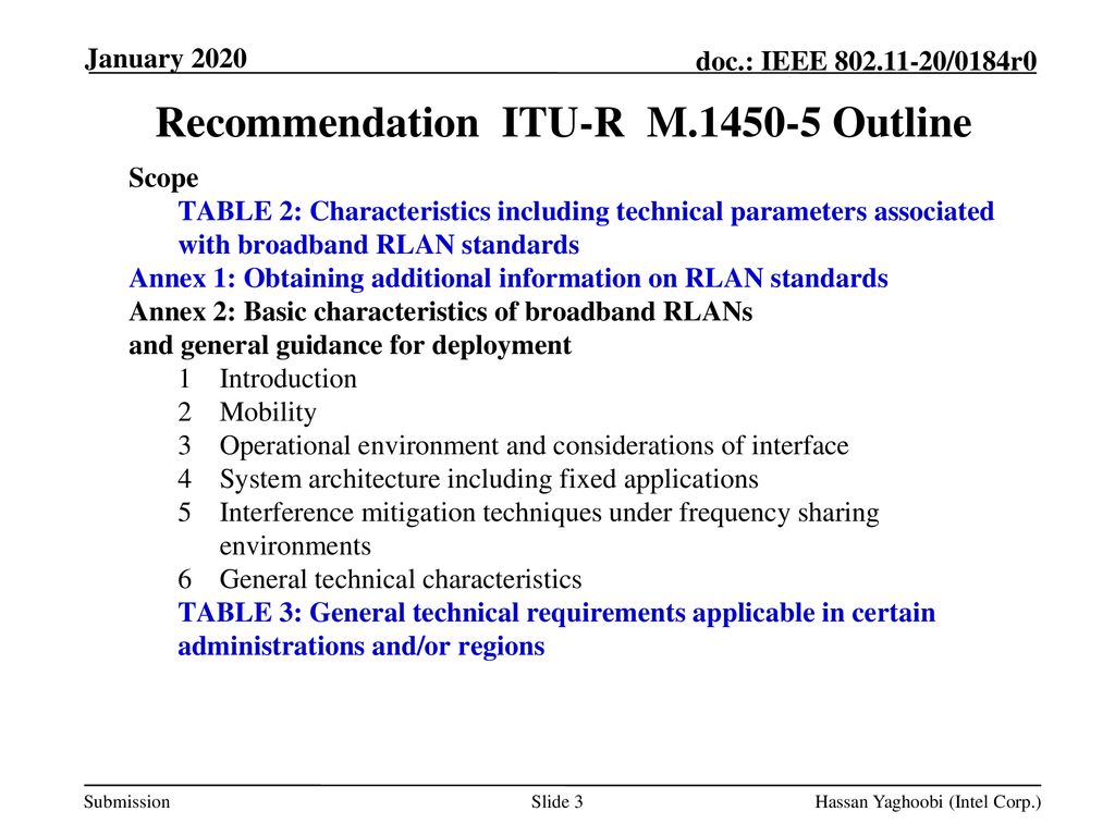 Overview of Target ITU Recommendations and Outline of Required Updates ...