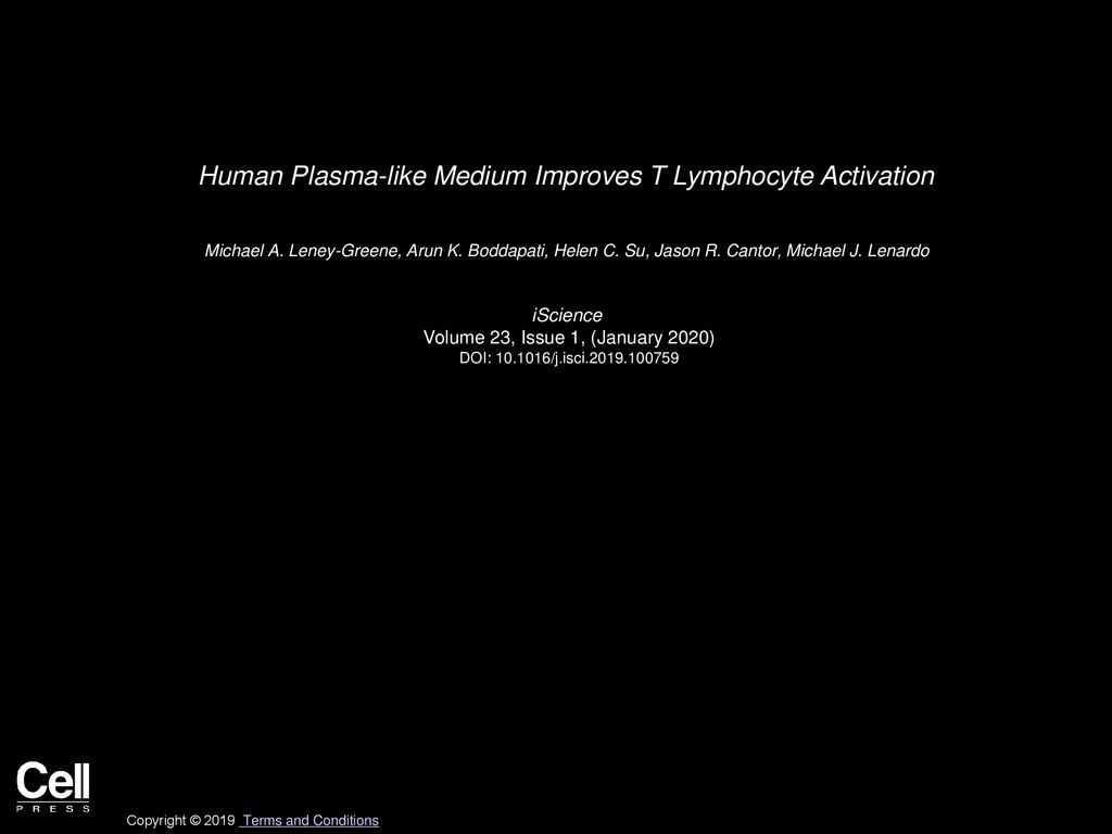 Human Plasma-like Medium Improves T Lymphocyte Activation - ppt download
