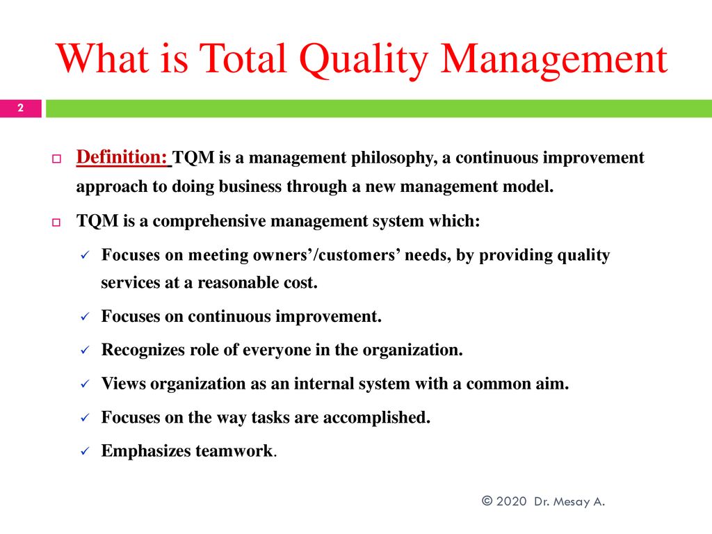 short note on total quality management