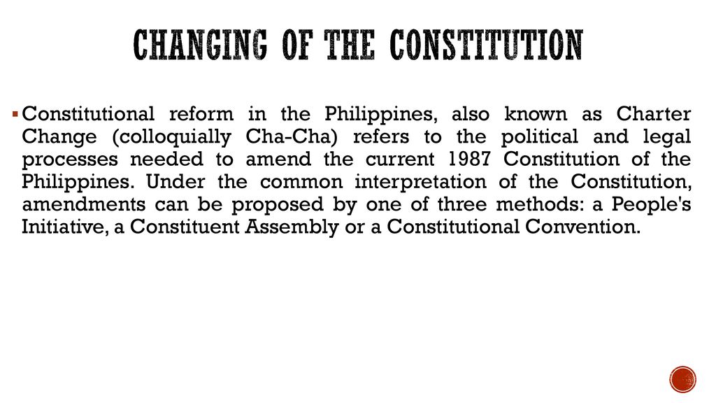 Changing of the constitution
