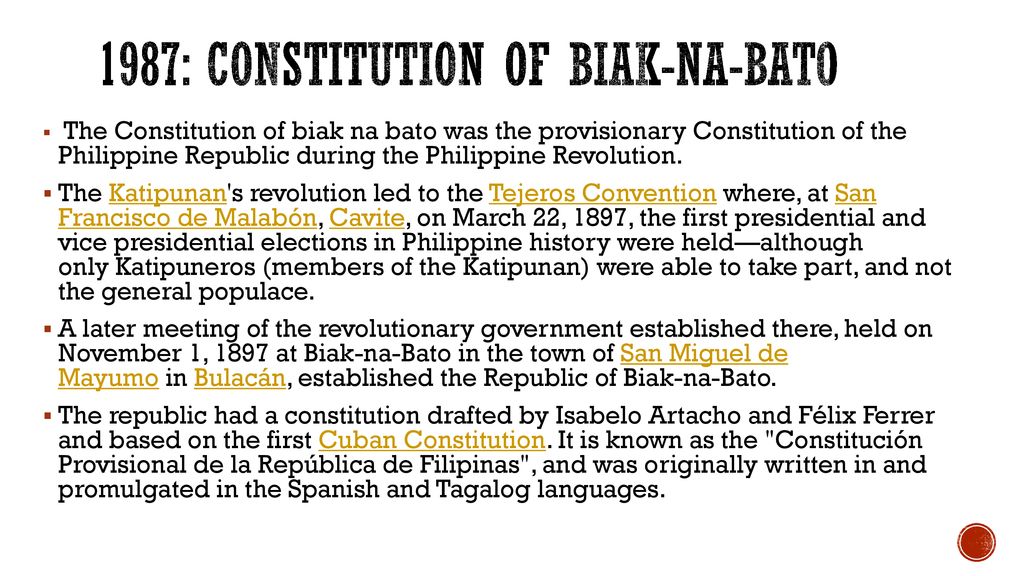 1987: Constitution of biak-na-bato