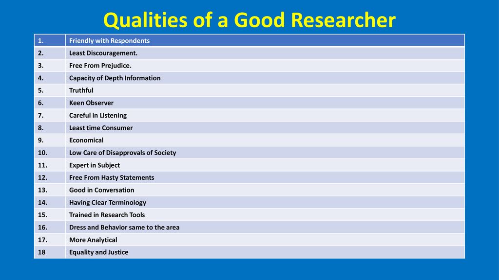 qualities of a good researcher ppt