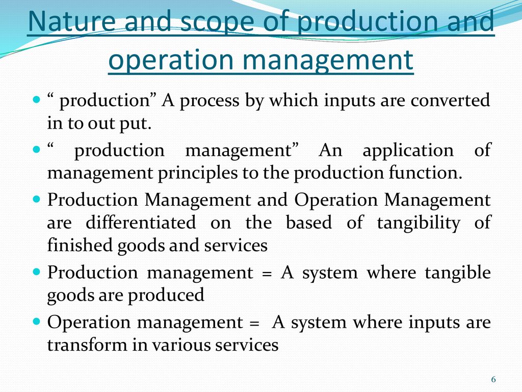 scope of production management