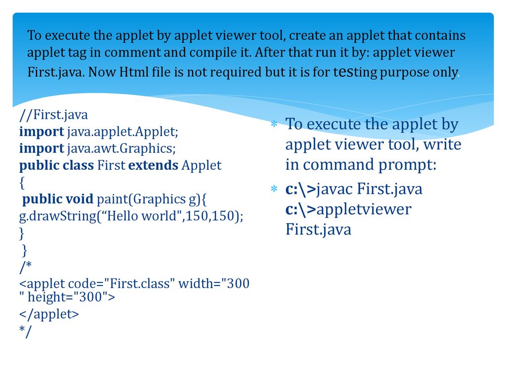 APPLET PROGRAMMING IN JAVA - ppt download