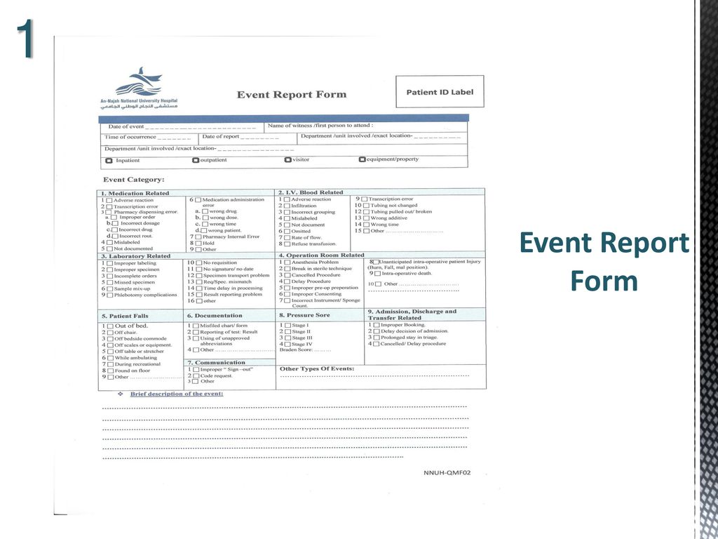 1 Event Report Form