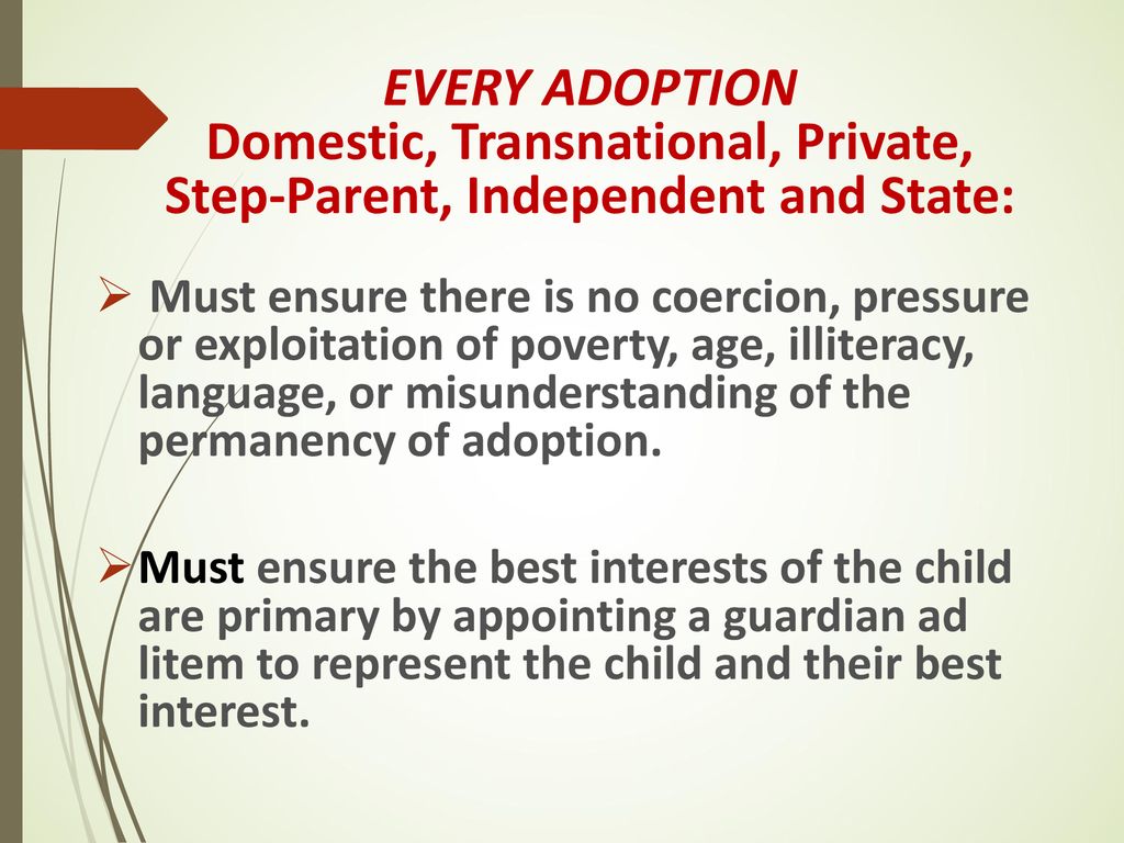 EVERY ADOPTION Domestic, Transnational, Private, Step-Parent, Independent and State: