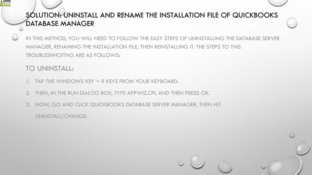 Why quickbooks database server manager has stopped working ppt download