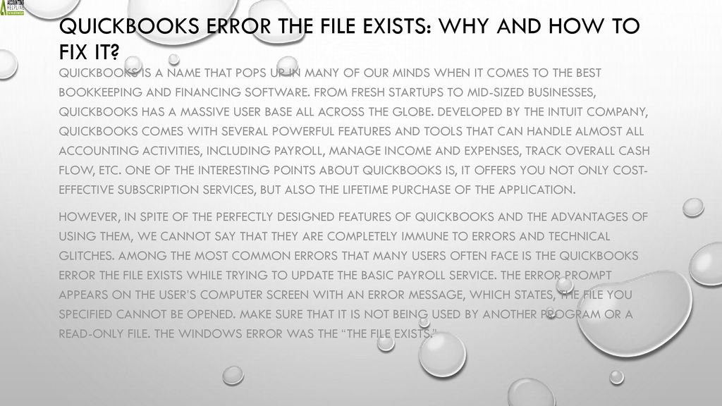 QuickBooks Error the File Exists Why and How to Fix it? ppt download