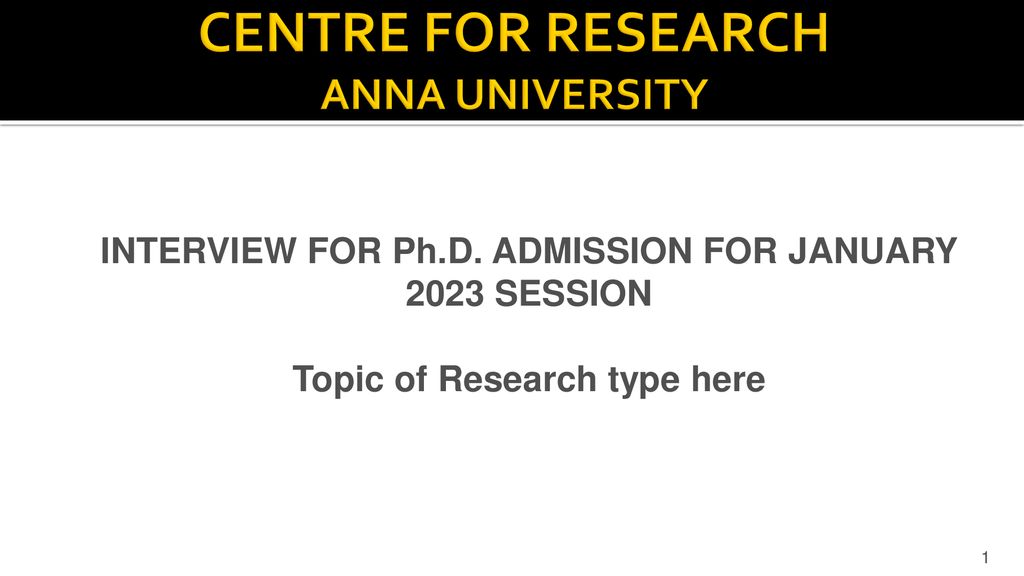 CENTRE FOR RESEARCH ANNA UNIVERSITY