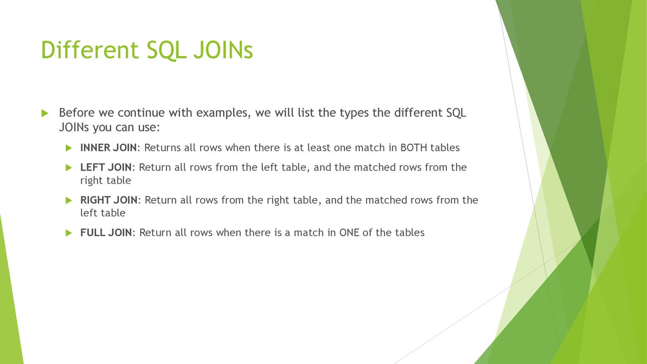 Sql joins ppt download