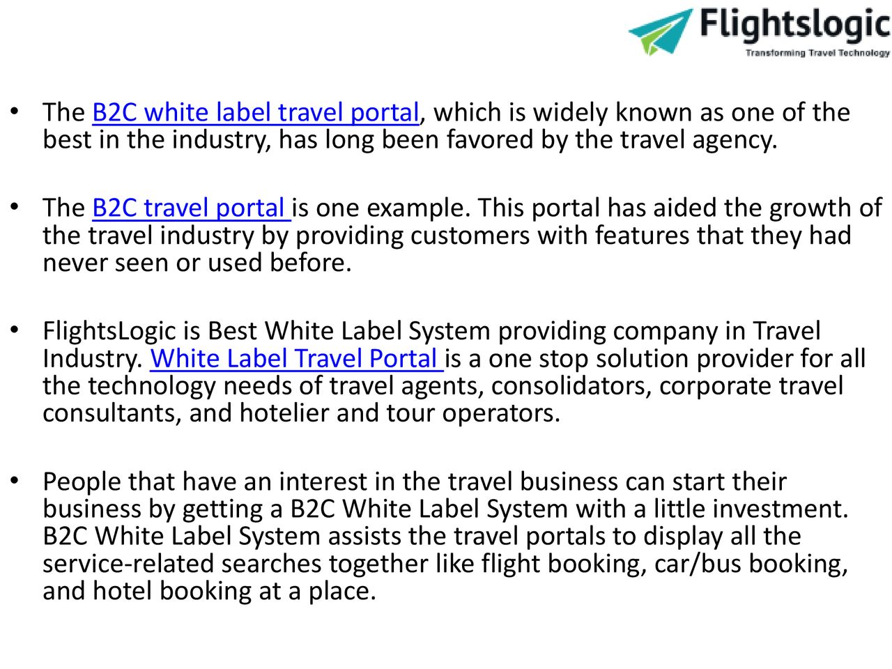 B2C White Label Travel Portal - ppt download