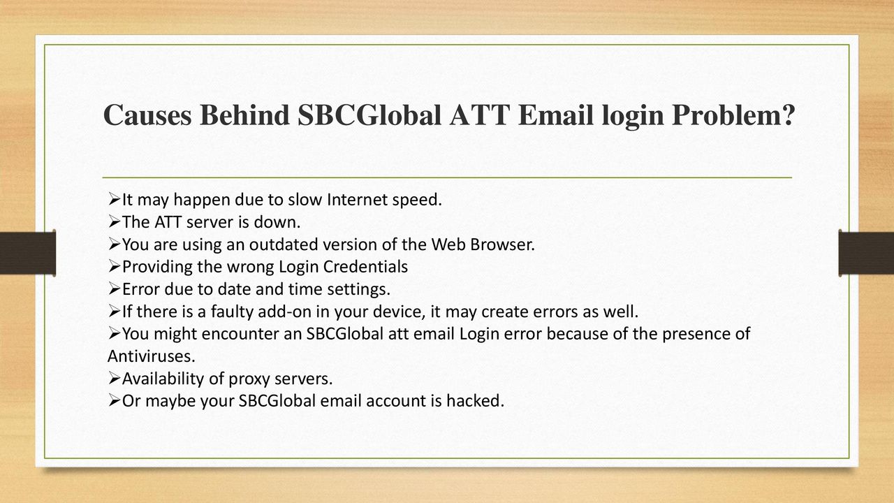 How to fix sbcglobal login problems ppt download