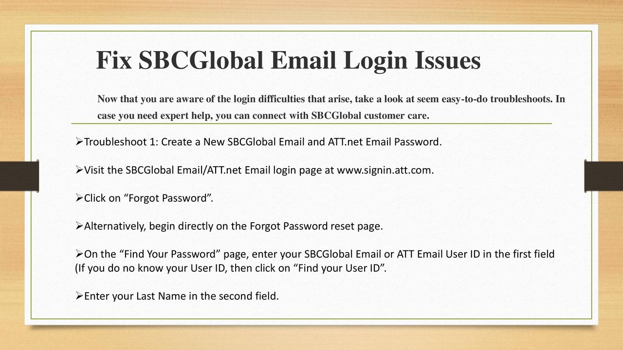 How to fix sbcglobal login problems ppt download