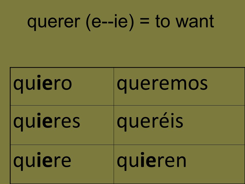 querer (e--ie) = to want