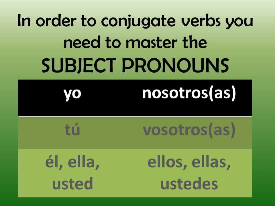 In order to conjugate verbs you need to master the