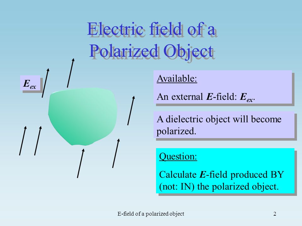 Electric field of a Polarized Object - ppt video online download