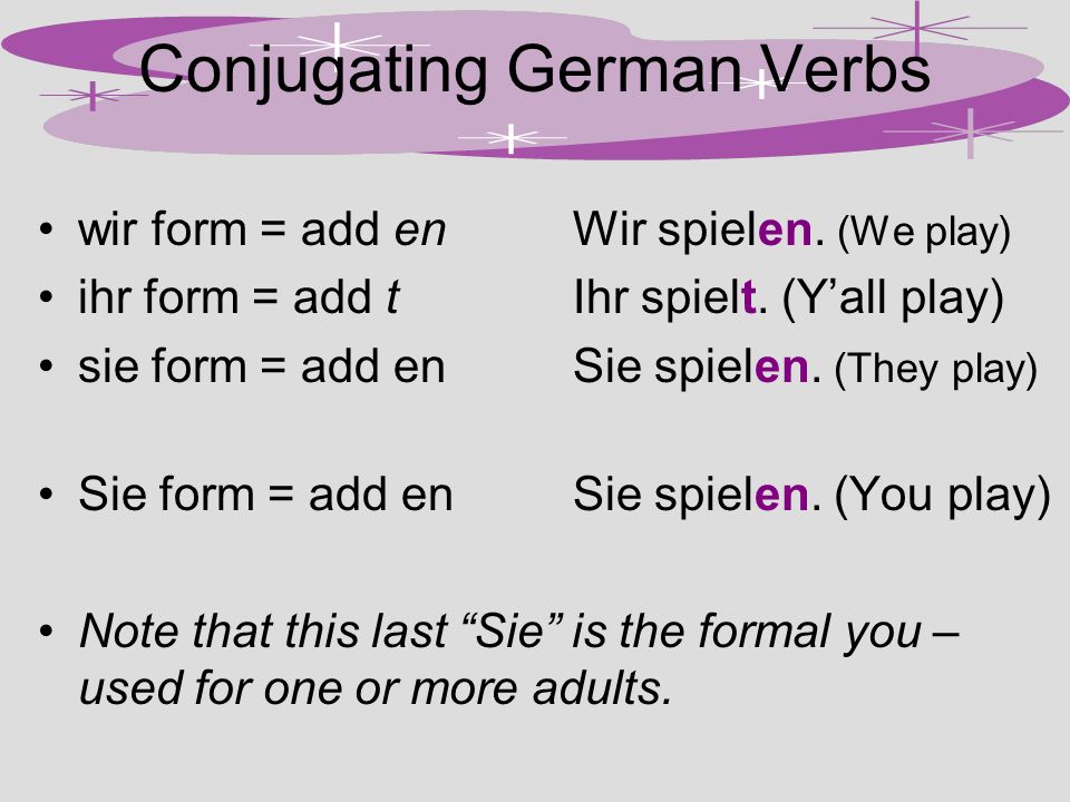 German Conjugation Chart