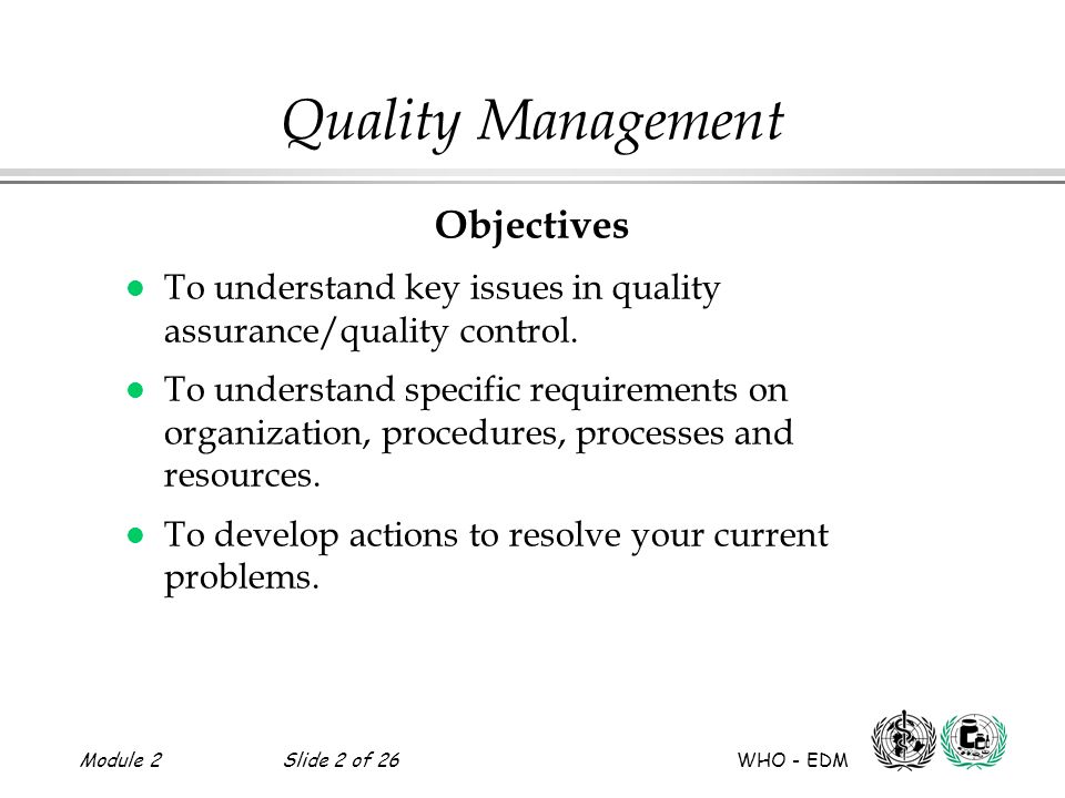 Quality Management Objectives