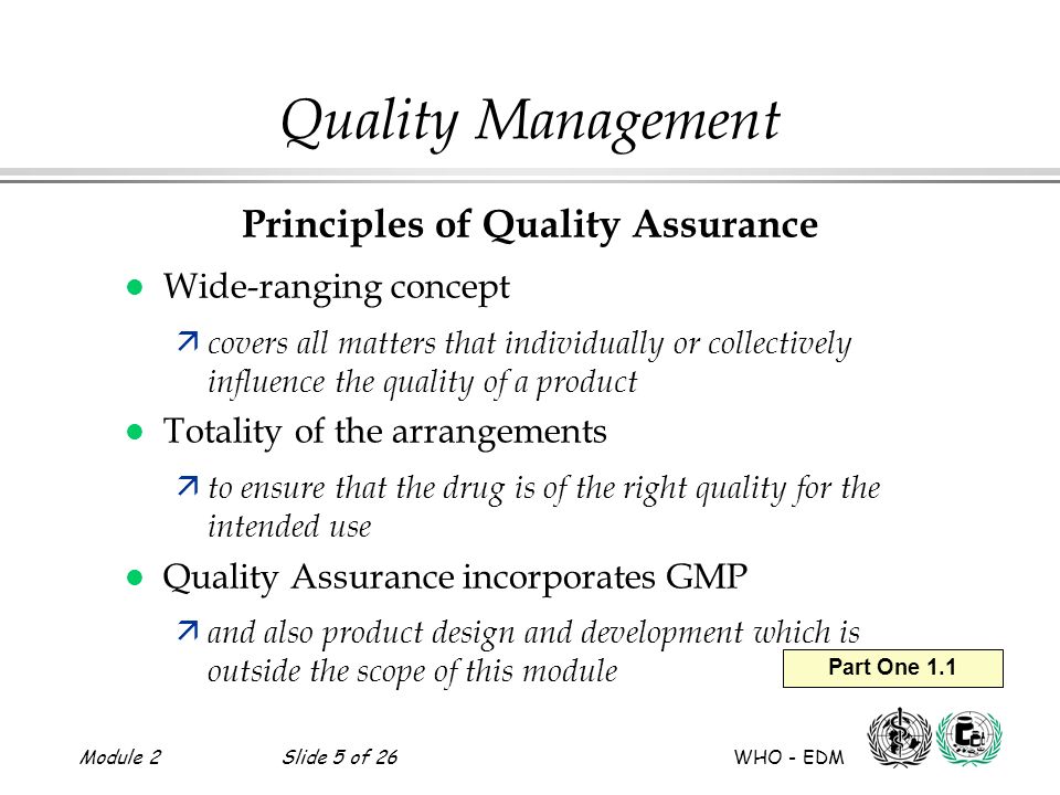 Principles of Quality Assurance