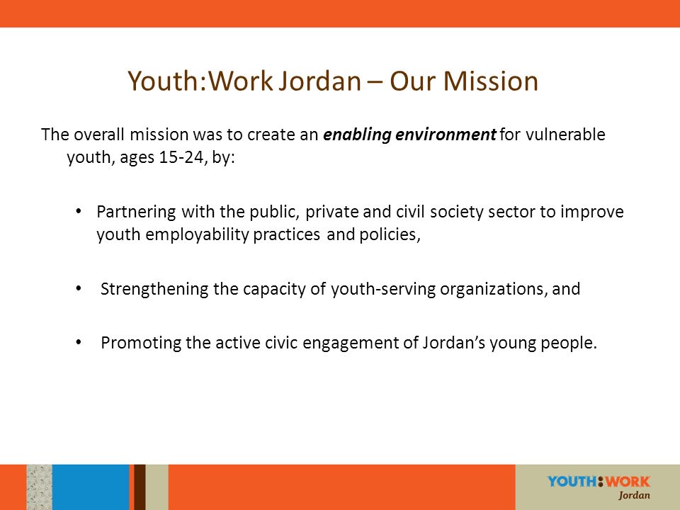 Youth:Work Jordan – Our Mission