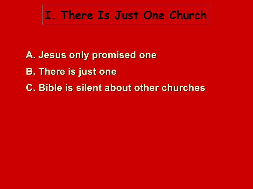 I. There Is Just One Church