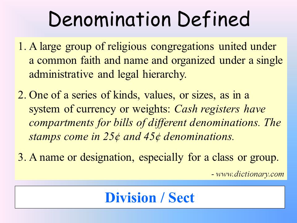 Denomination Defined Division / Sect