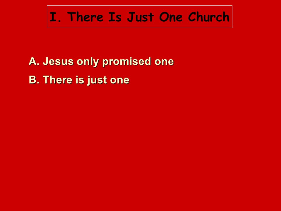 I. There Is Just One Church