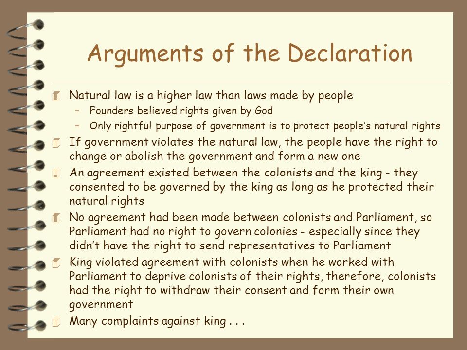 Arguments of the Declaration