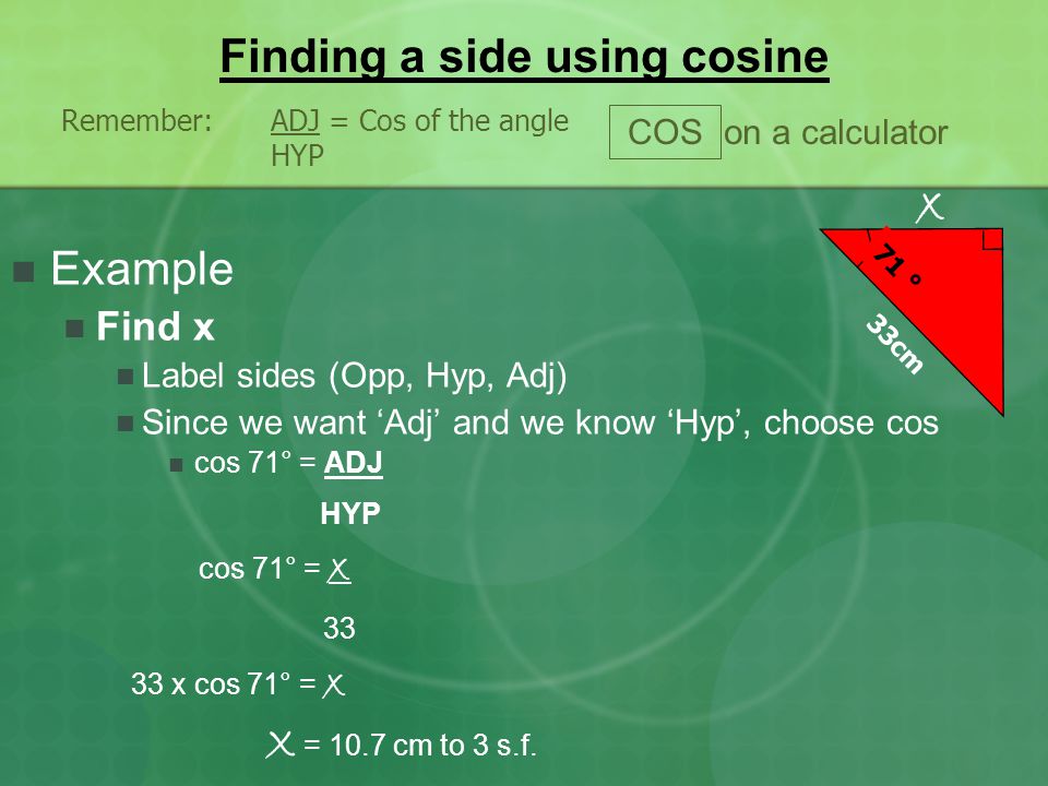 Finding a side using cosine