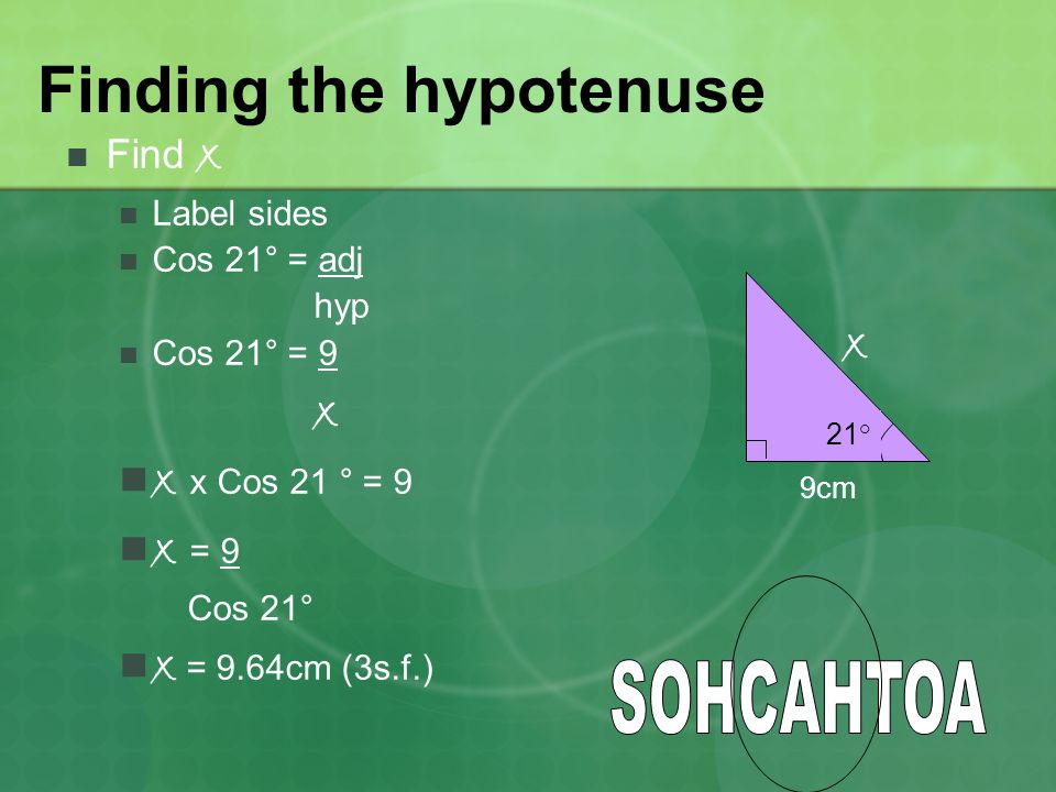 Finding the hypotenuse
