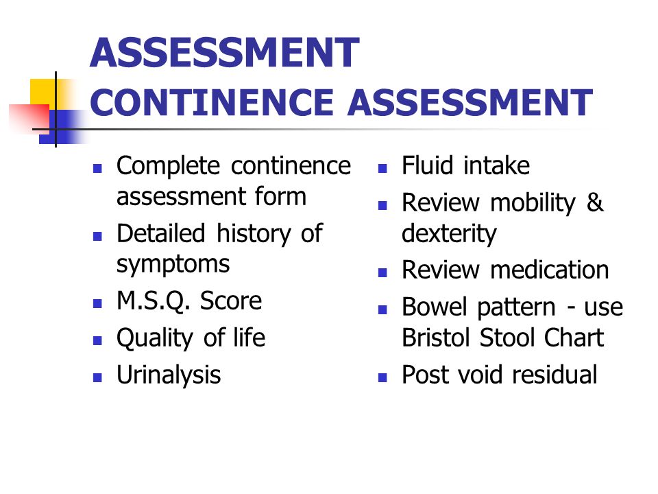 Continence Assessment Chart