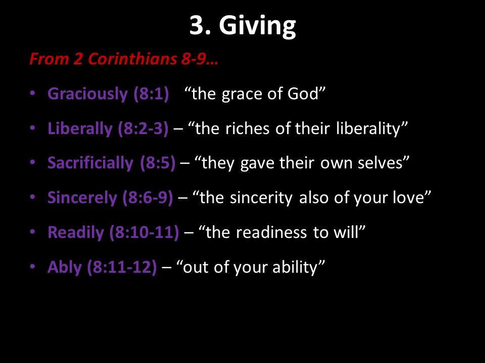 3. Giving Contribution Basics From 2 Corinthians 8-9…