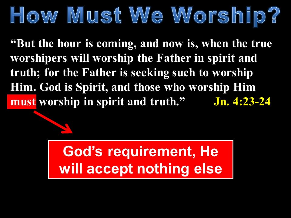 God’s requirement, He will accept nothing else
