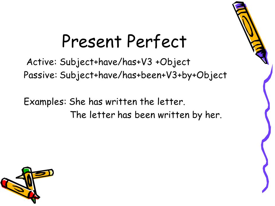 Present Perfect Active: Subject+have/has+V3 +Object