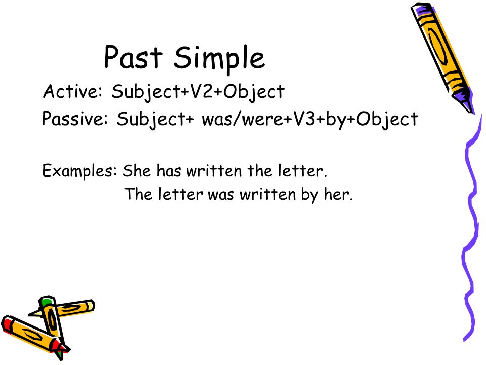 Past Simple Active: Subject+V2+Object