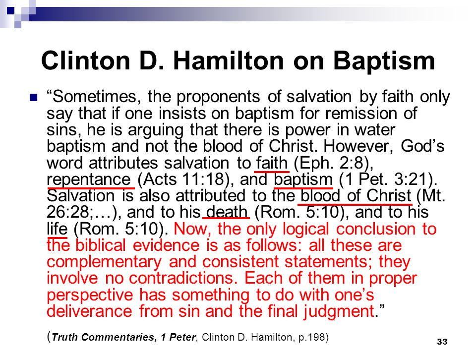 Clinton D. Hamilton on Baptism