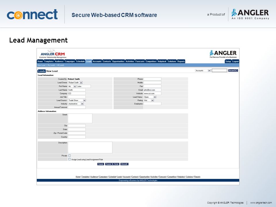 Lead Management Secure Web-based CRM software a Product of