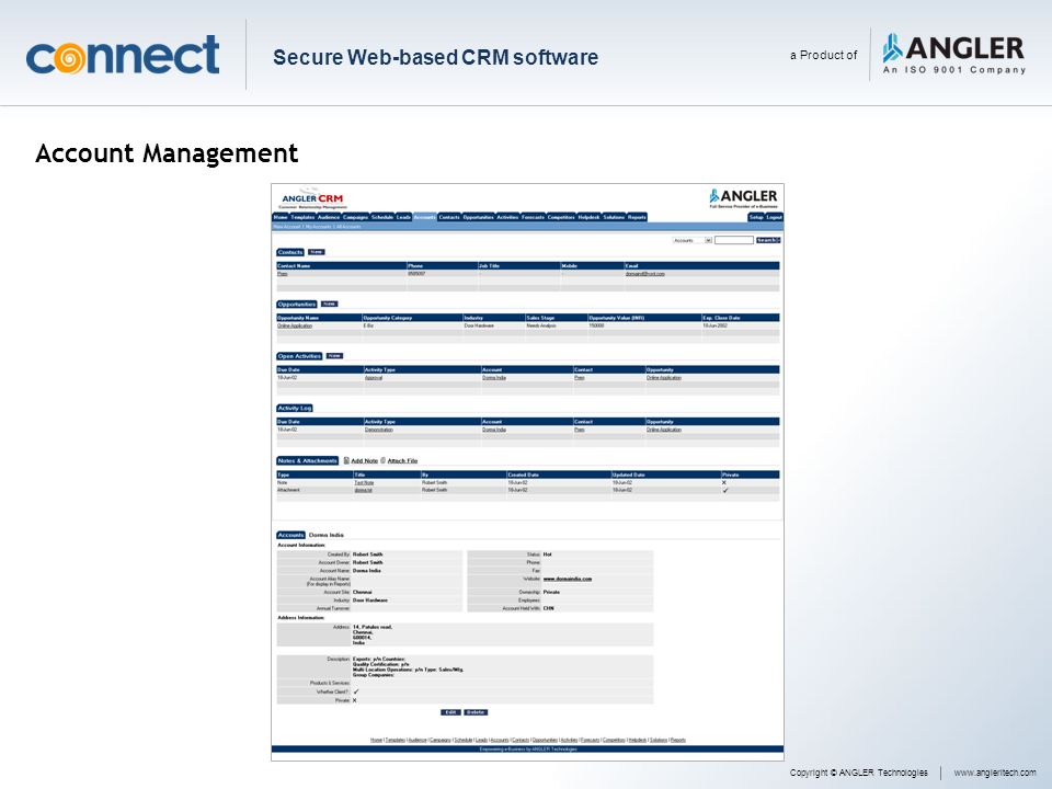 Account Management Secure Web-based CRM software a Product of