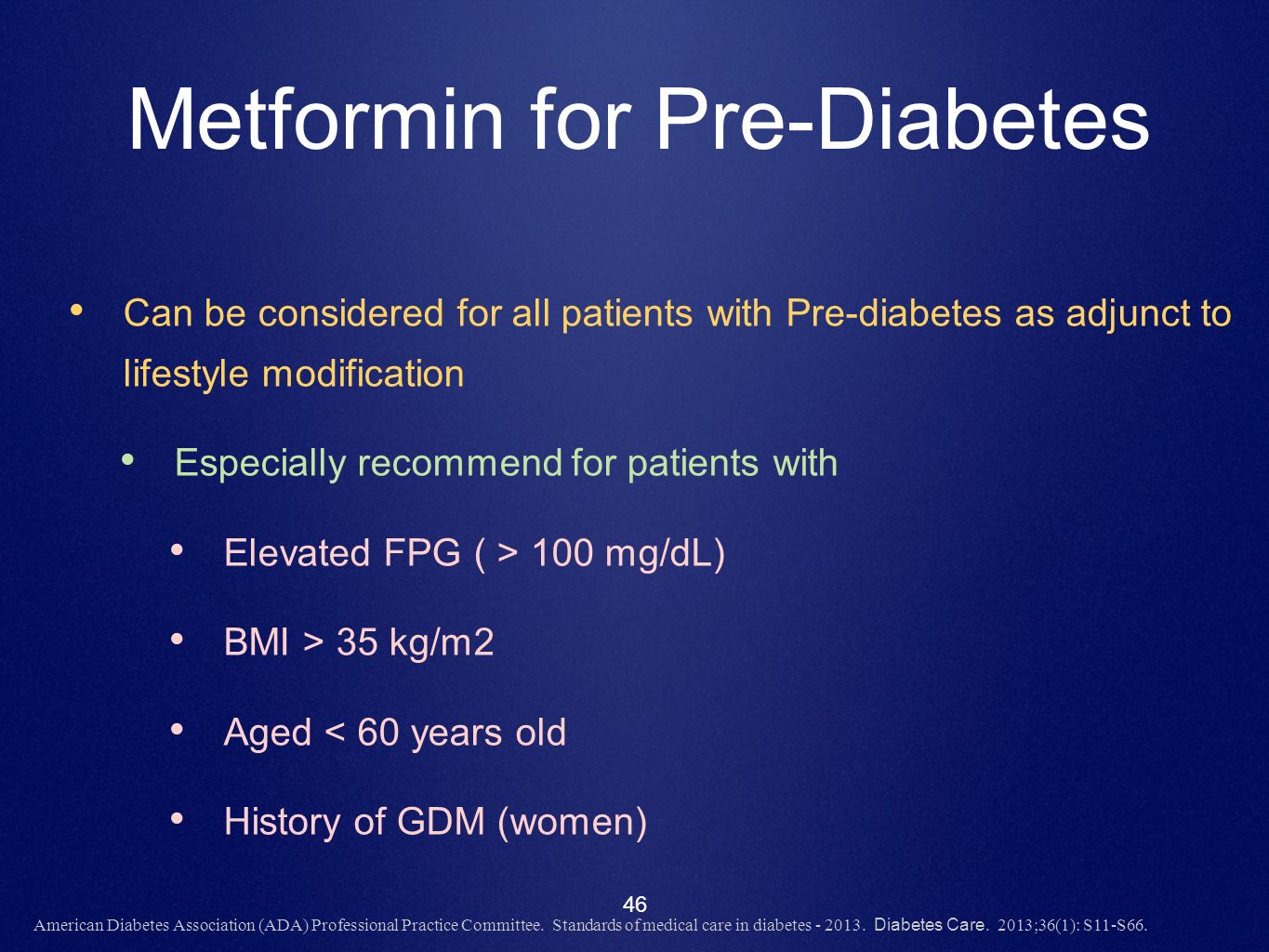 metformin for prediabetes ada guidelines