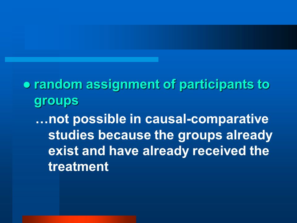 random assignment of participants to groups