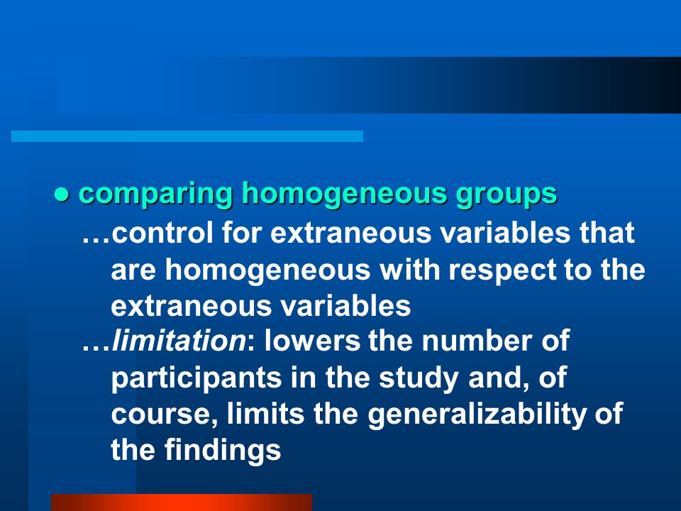 comparing homogeneous groups