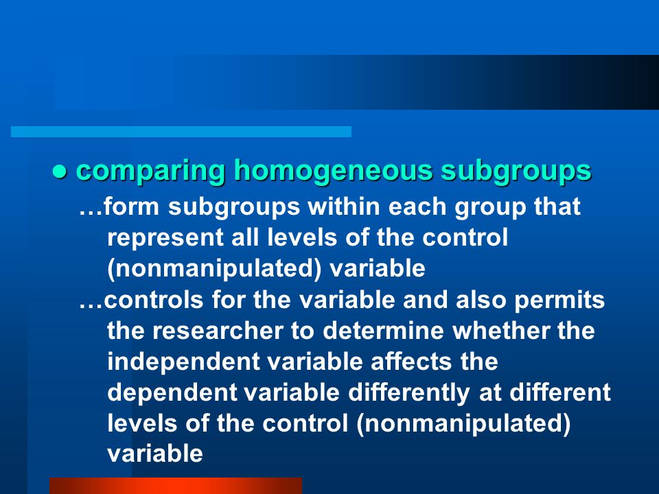 comparing homogeneous subgroups