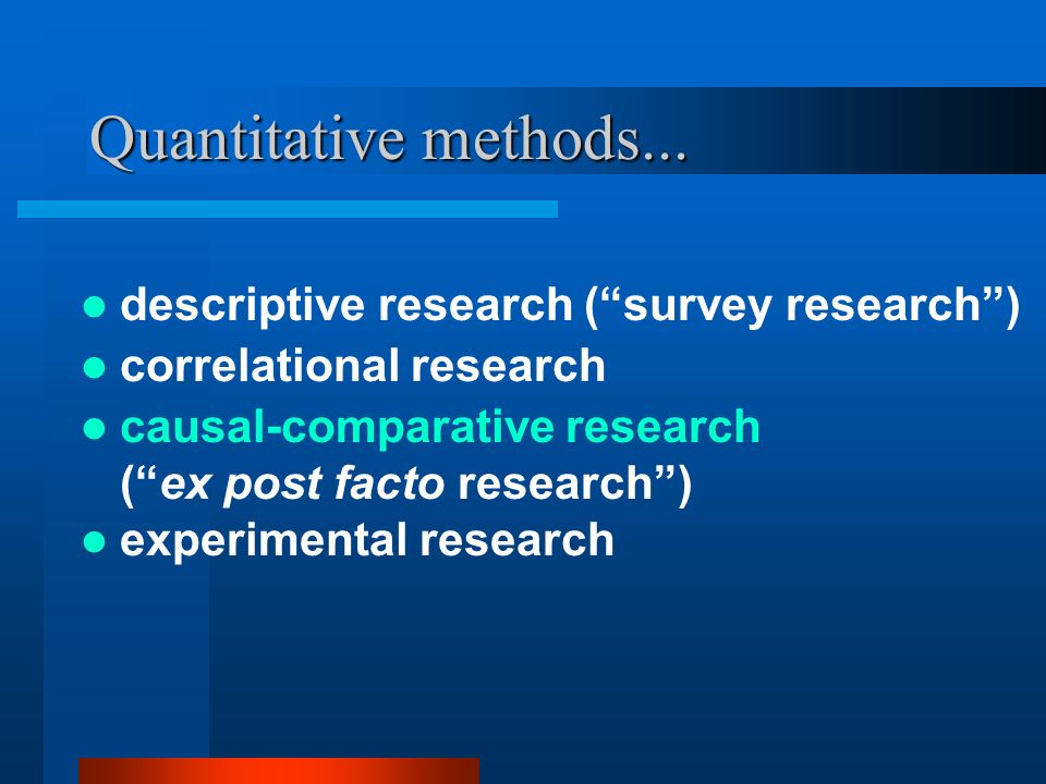 Quantitative methods... descriptive research ( survey research )